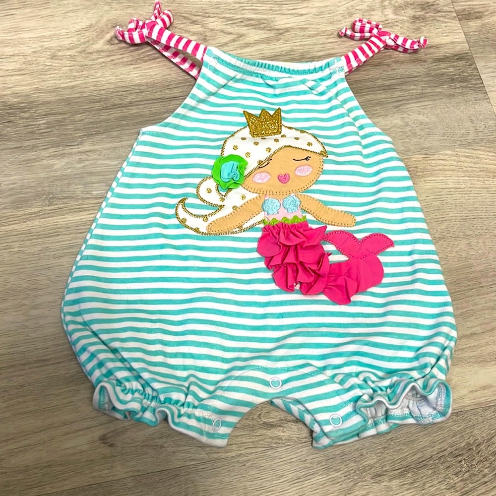 Mud Pie Mermaid Romper. Worn once for pictures